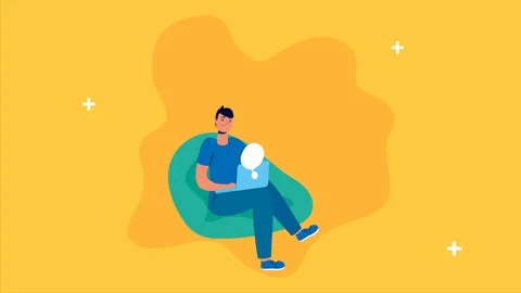Man using laptop with social media icons Video stock 126254983