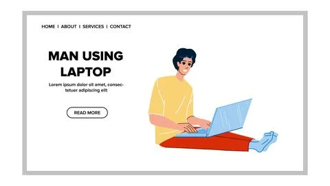 Man using laptop vector Stock Illustration