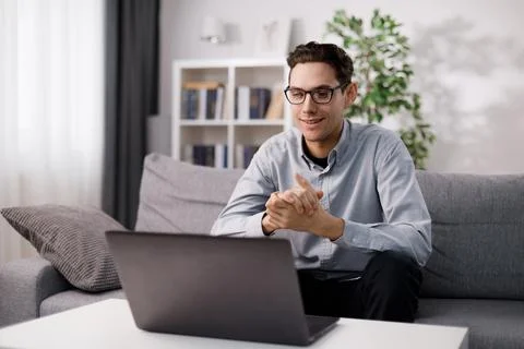 Man using laptop for videochat Foto stock