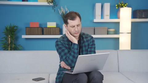 Man using laptop while thoughtful and confused. Video stock 233119203