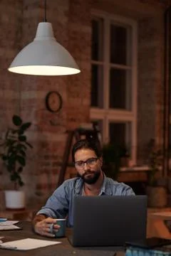 Man using laptop at work Stock Photos