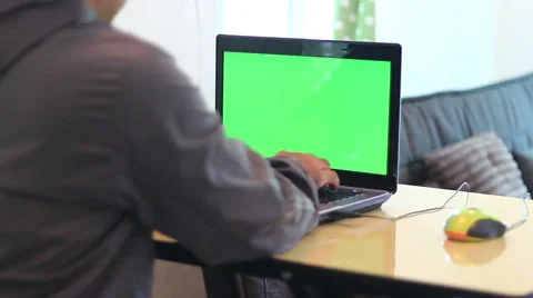 Man using laptop,green screen Stock Footage 48026009