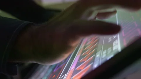 Man Using Large Colorful Touchscreen Display 库存影片 40746421