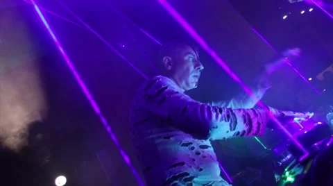 Man using lasers as musical instrument in concert 2 Stock Footage 43148538