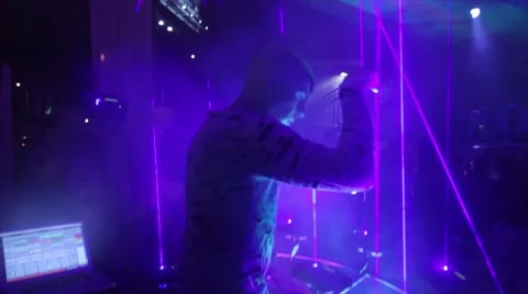 Man using lasers as musical instrument in concert 4 Stock Footage 43148669