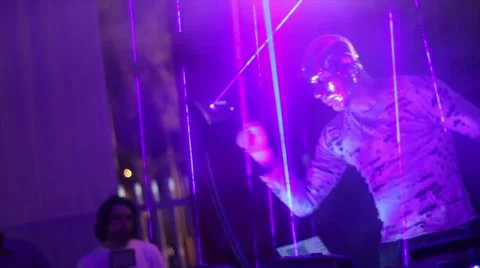 Man using lasers as musical instrument in concert 5 Stock Footage 43149274
