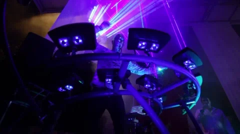 Man using lasers as musical instrument in concert 6 Stock Footage 43149404