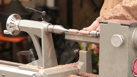 Man using lathe Stock Footage 116608855