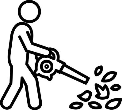 Man using leaf blower icon 스톡 일러스트