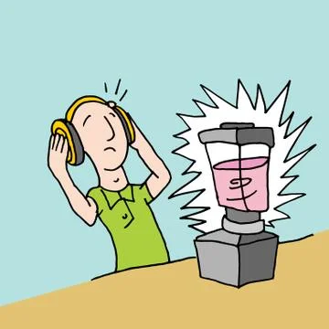 Man using loud blender Stock Illustration