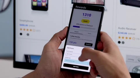 Man Using Loyalty Reward Program App Stock Footage 332500097