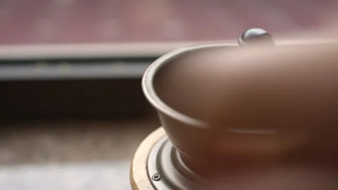 Man using manual coffee grinder 스톡 동영상 220249815
