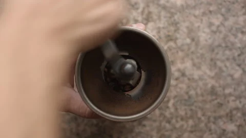 Man using manual coffee grinder Vídeos de archivo 220249875
