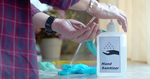 Man using many Infection prevention equipment on table Stock Footage 128410173