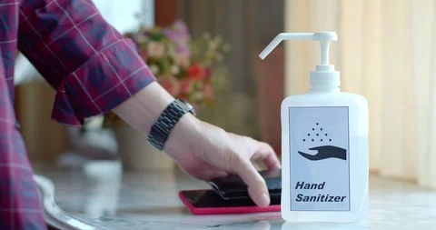 Man using many Infection prevention equipment on table Stock Footage 128410301
