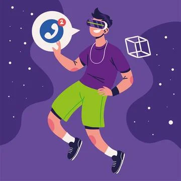 Man using metaverse glasses 스톡 일러스트