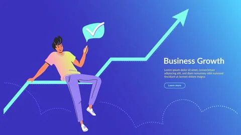 Man using mobile app for online banking and business growing Illustrazione stock