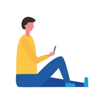 Man using mobile digital Illustrazione stock
