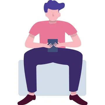 Man using mobile phone app vector icon Illustrazione stock