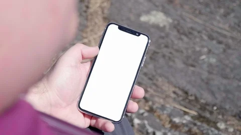 Man Using Mobile Phone, Businessman Smartphone Technology Blank Screen Close Up Stock Footage 100042793