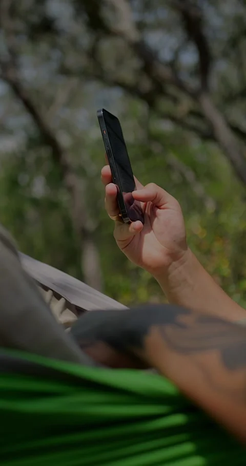 Man Using A Mobile Phone To Check Email Or Text SMS Relaxing... Stock Footage 331820858