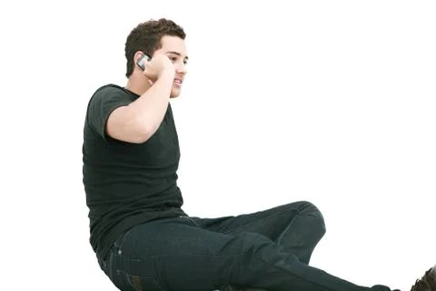 Man using a mobile phone, isolated on white Stock Photos