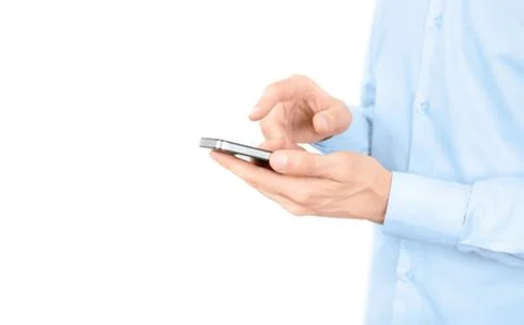 Man using a mobile phone isolated Stock Photos