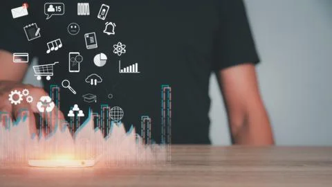 A man is using a mobile phone Foto stock