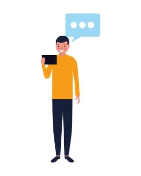 Man using mobile speech bubble Stock Illustration