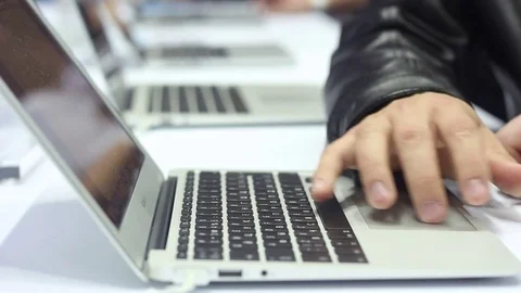 Man using modern laptop Stock Footage 72630589