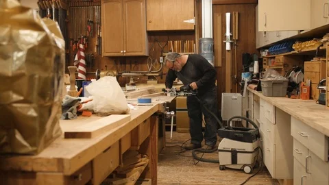 Man using morticer machine tool in workshop Stock Footage 102045501