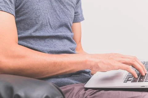 A man using a notebook computer Stock Photos
