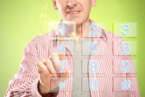 Man using numeric pad Stock Photos