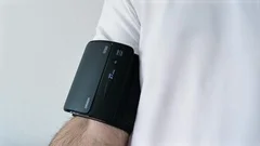 Man using Omron Evolv Bluetooth Wireless, Stock Video