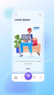 Man using online messenger app on laptop social media network online 스톡 일러스트