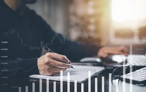 Man using pen write project and  folder of document Management System,  onlin Stock Photos