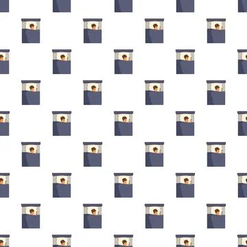 Man using phone in bed at night pattern Stock Illustration