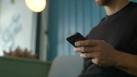 Man Using Phone In Cafe Stock Footage 97580753