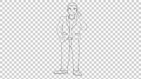 Man using Phone hand drawn illustration animation sketch transparent bacground Stock Footage 43909852