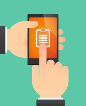 Man using a phone showing a report Stock Illustration