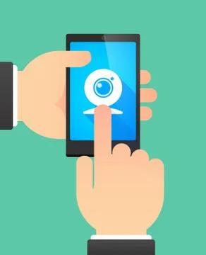 Man using a phone showing a web cam Stock Illustration