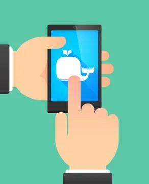 Man using a phone showing a whale Stock Illustration