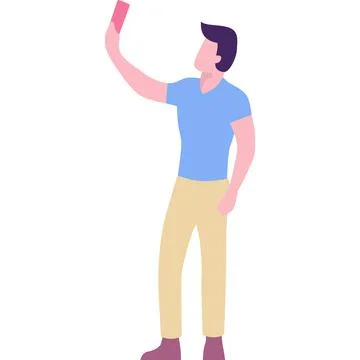 Man using phone vector icon isolated on white Stock Illustration