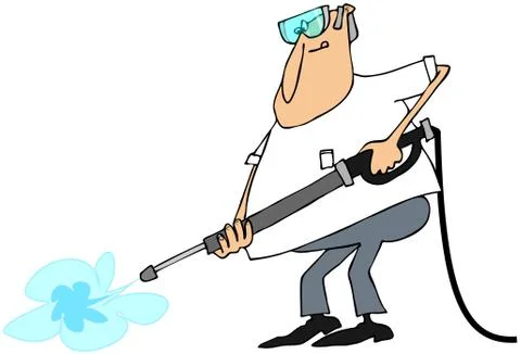 Man using a pressure washer wand Illustrazione stock