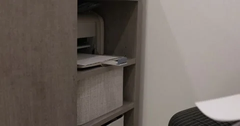 Man using printer, male hand put papers on copier . Stock Footage 274937215