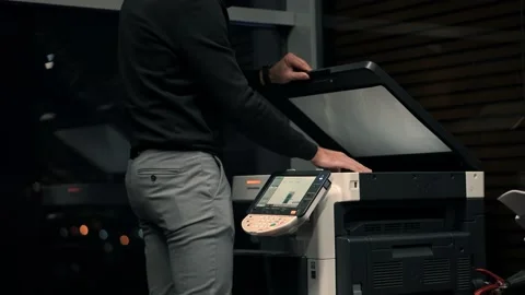 Man using printer or scanner in office.man copying document on copier. Stock Footage 143201581