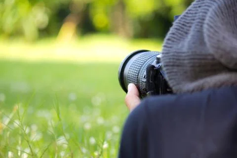 Man using a professional camera Stock Photos