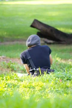 Man using a professional camera Stock Photos