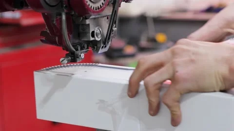 Man is using professional stapler at the factory Video stock 135276406