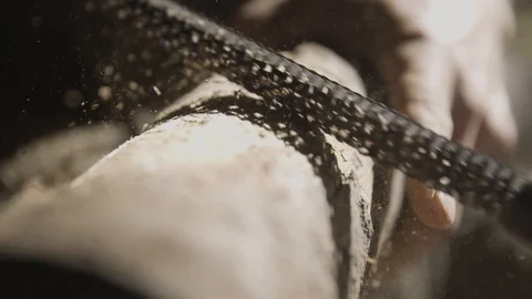 Man using a rasp to shape wood 스톡 동영상 91960760